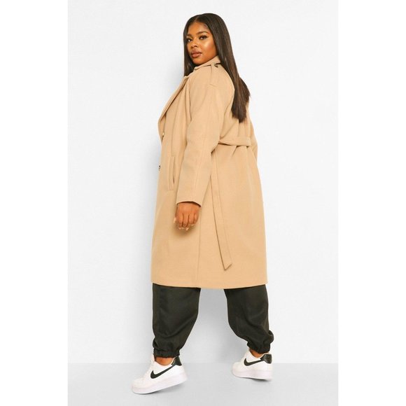 BOOHOO PLUS Wool Look Trench Coat - Picture 6 of 7